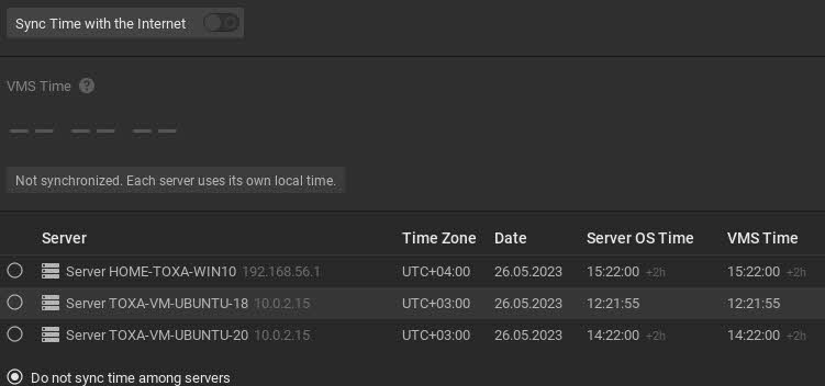 Time Synchronization between Servers and Cameras - 1